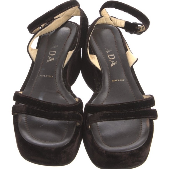 Prada Women's Black Velvet Strap Sandals - Picture 1 of 4